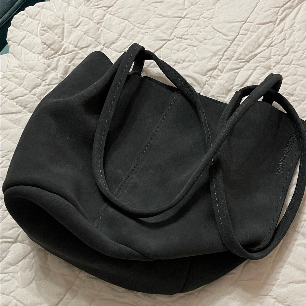 Portland Leather Charcoal suede Devon bag